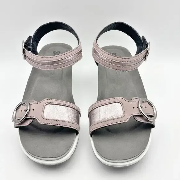 SAS Womens Seight Wedge Sandal US 9WW EU 39-40 Purple Silver Leather NIB